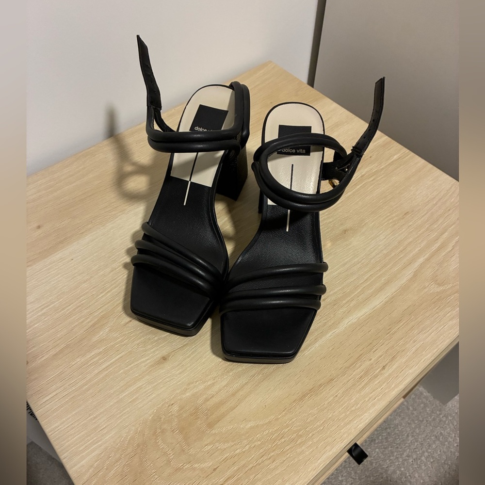 Dolce Vita Black Padded Strap Block Heel Sandals